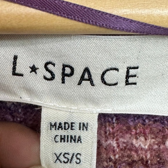 L*Space XS/S Button Down Knit Cardigan Duster Sweater Plum Purple Striped - Picture 7 of 9